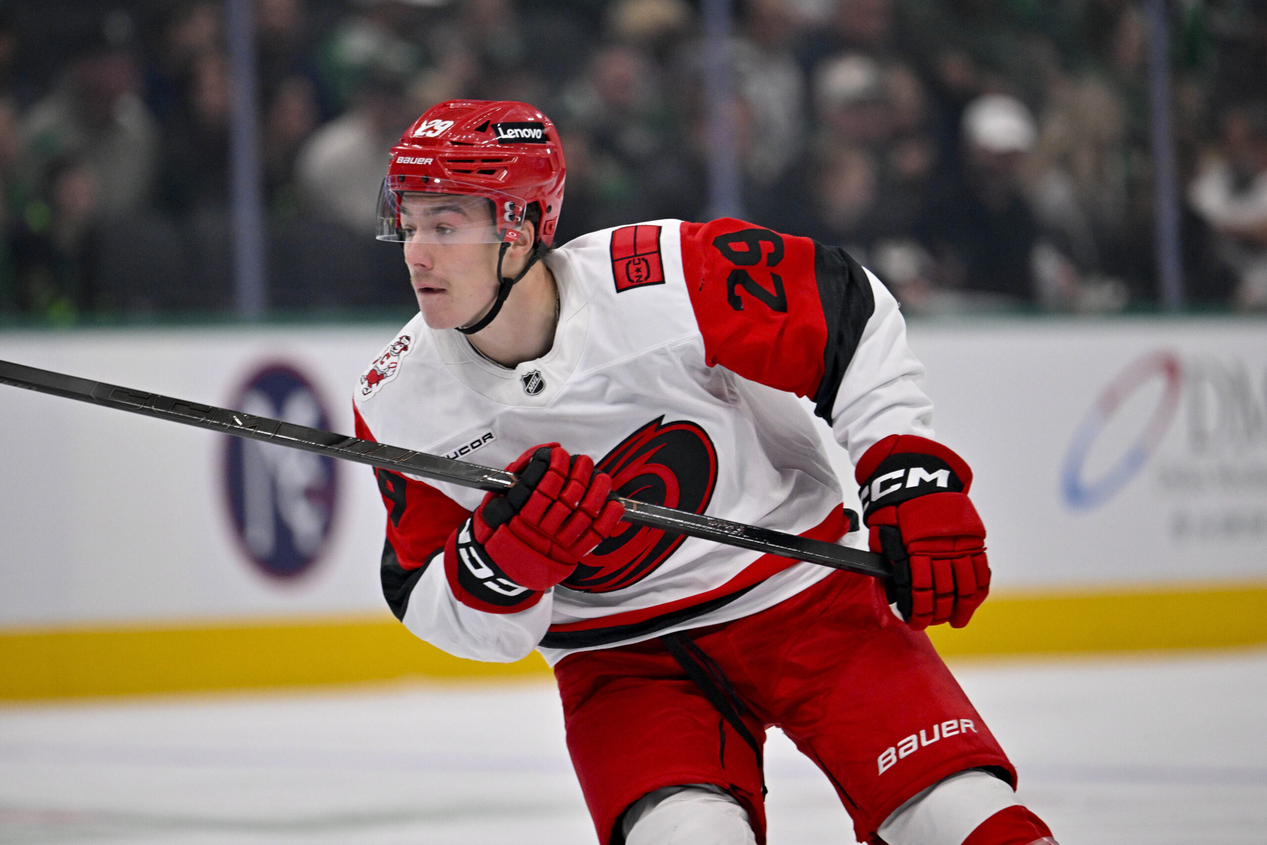 Winger Bradly Nadeau (29) during play at the American Airlines Center. (Photo: Jerome Miron-Imagn Images)