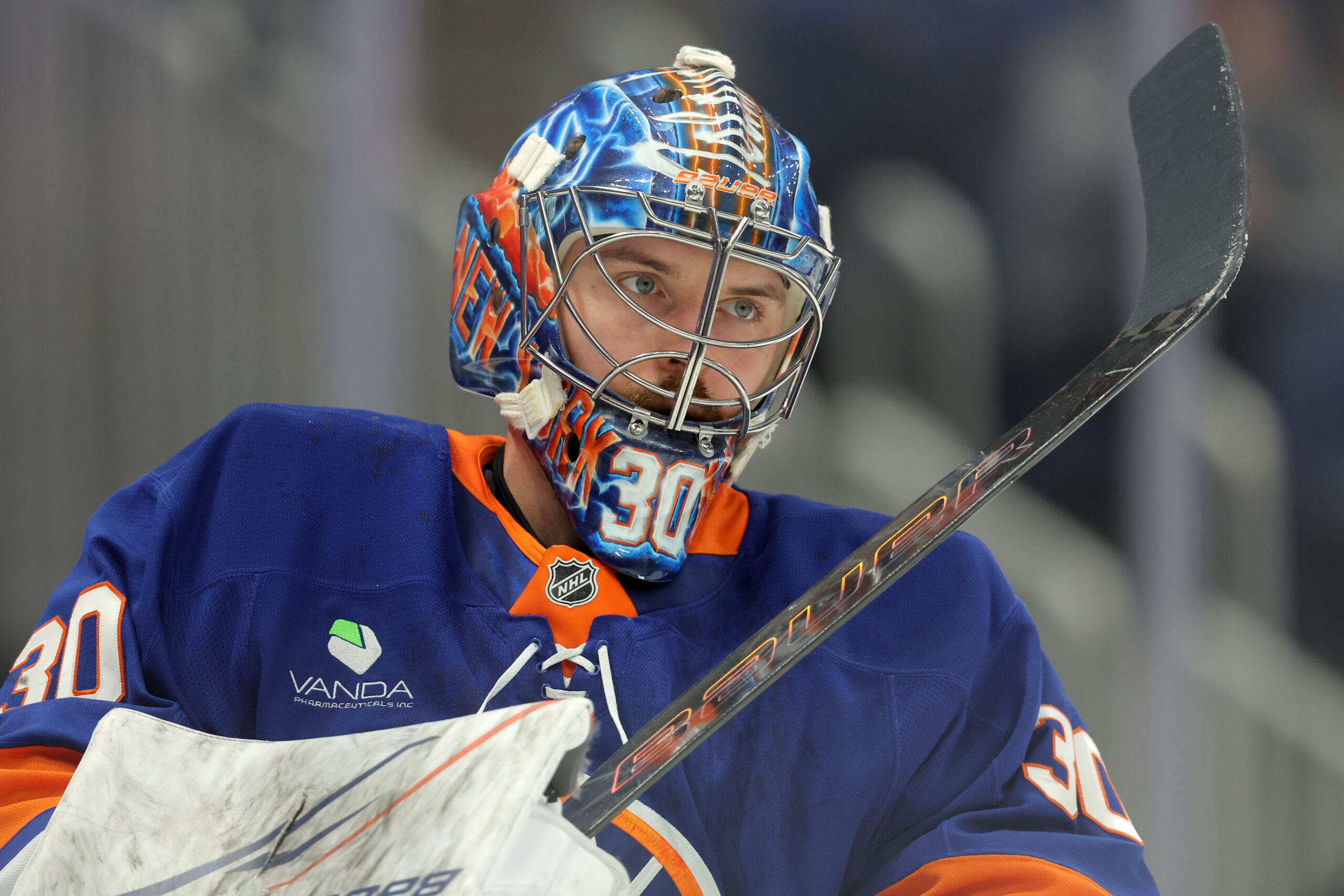 Goaltender Ilya Sorokin (30) during play at UBS Arena. (Photo: Brad Penner-Imagn Images)