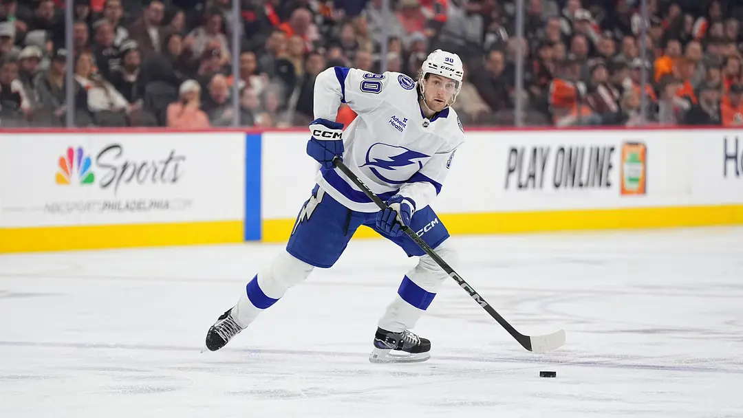 JJ Moser corrals the puck on the blueline.